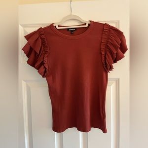 Express Slim Fit Flutter Sleeve Top